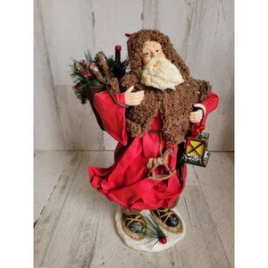 Vintage Santa‎ Claus gathering wood Woodland lantern unique figure Xmas